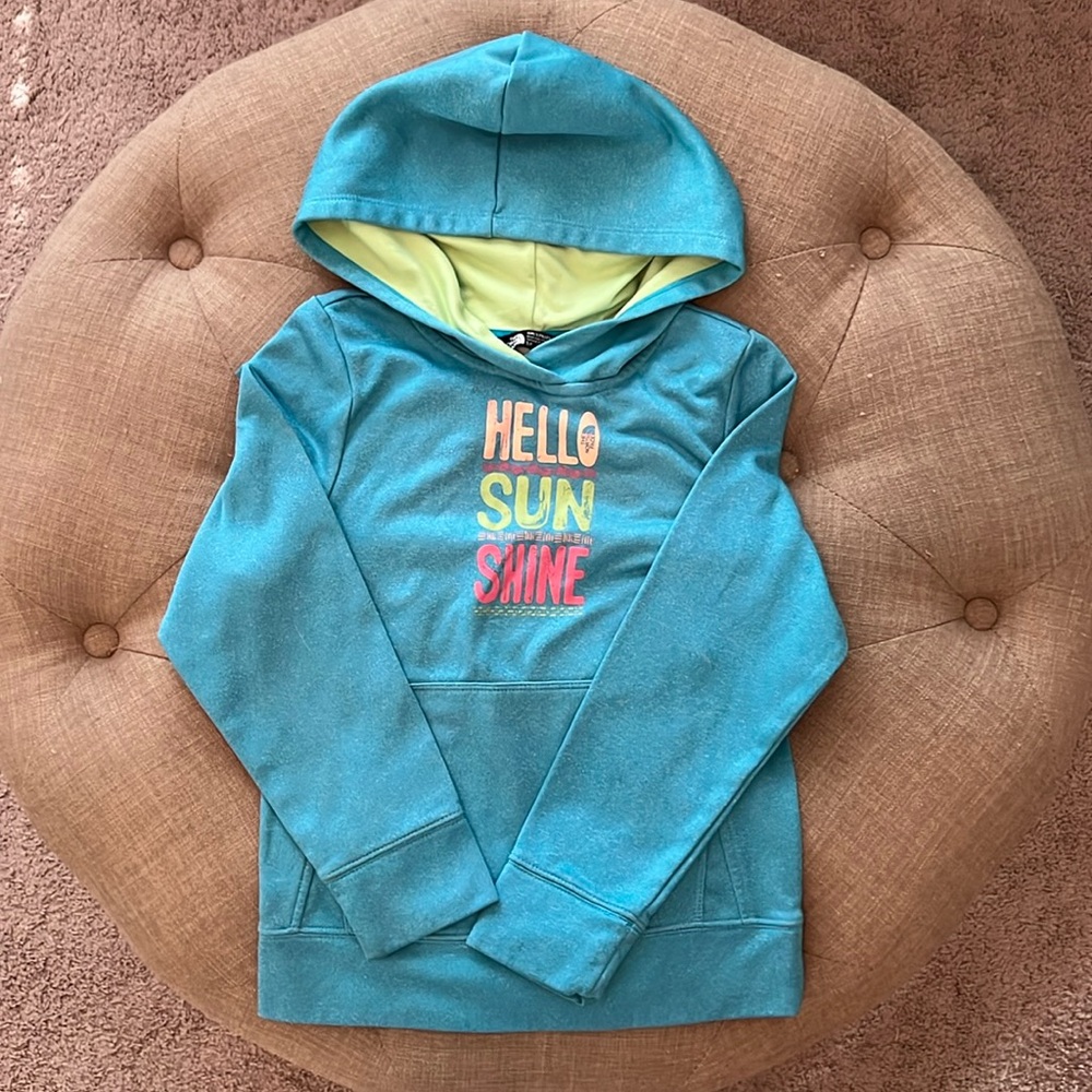 Teal graphic girls The North face hoodie